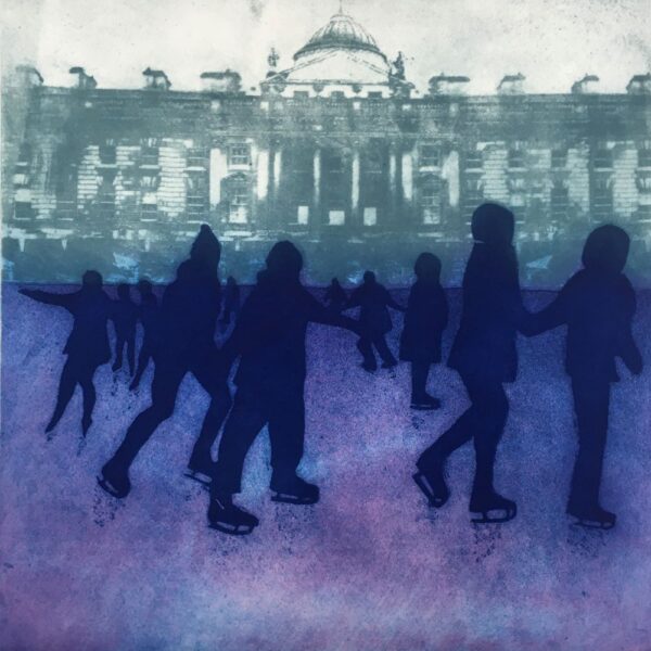 Skaters on Pink Ice