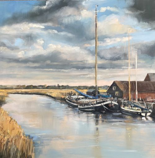 Barges Under a Suffolk Sky